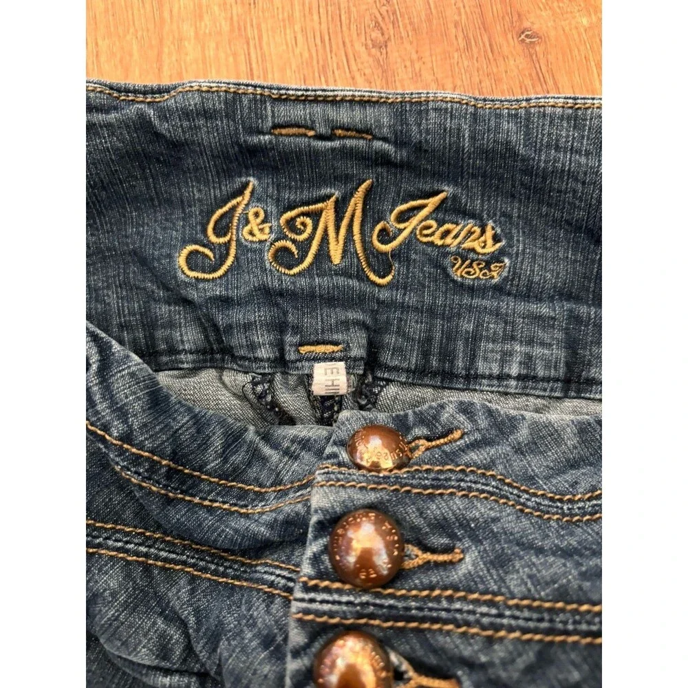 Premium J & M Jeans Studded Jeans BlueButton Fly Mid Rise, Size L Youth